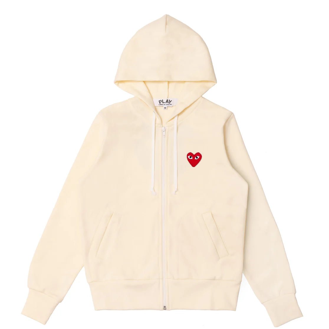 Comme des Garçons PLAY - Sweat Hood Zip Ivory/Red - AX-T172-051
