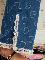 Sister Jane - Prize Heart Denim Trousers - Indigo Blue-Jupes et Pantalons-TR206BLE