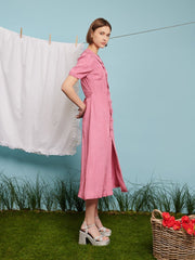 Sister Jane - Belle Blush Bow Midi Dress - Raspberry Pink-Robes-DR1779PNK