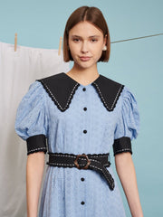 Sister Jane - Lucille Crochet Trim Dress - Cornflower Blue-Robes-DR17770BLE