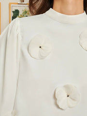 Sister Jane - Helena Flower Top - Satin White-Tops-TOD106WHT