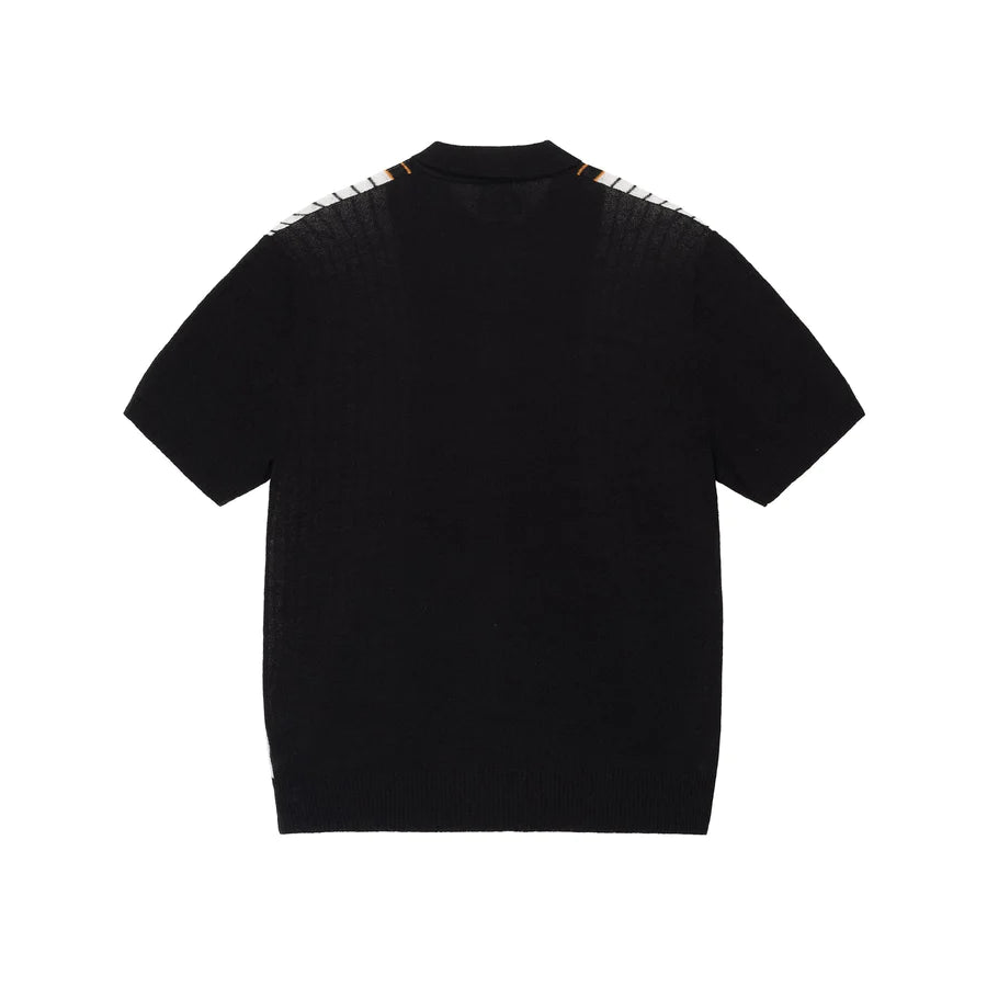 Stussy - Textured SS Polo Sweater - Black Striped