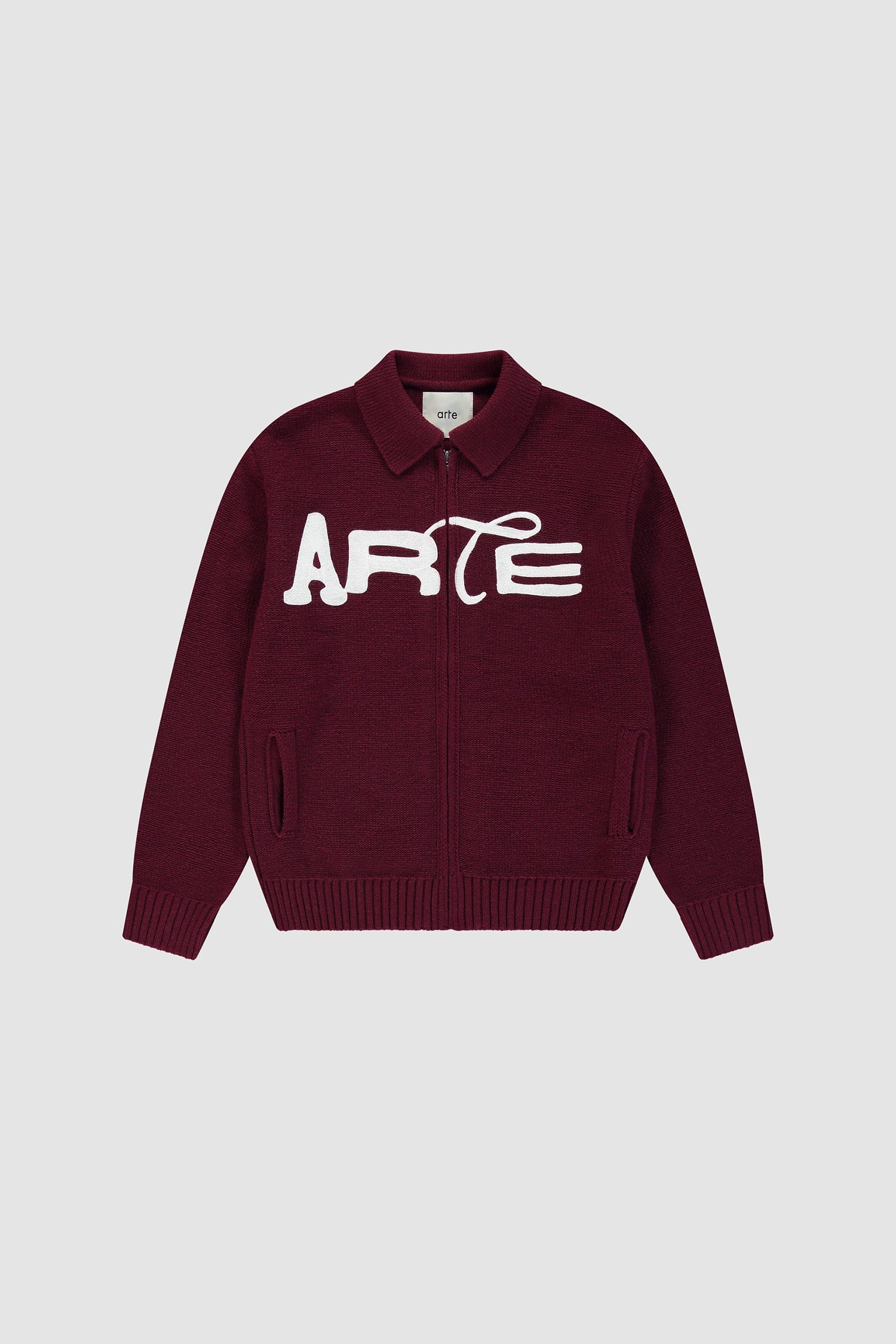Arte Antwerp Stencil Zip Cardigan bordeaux — packshot face