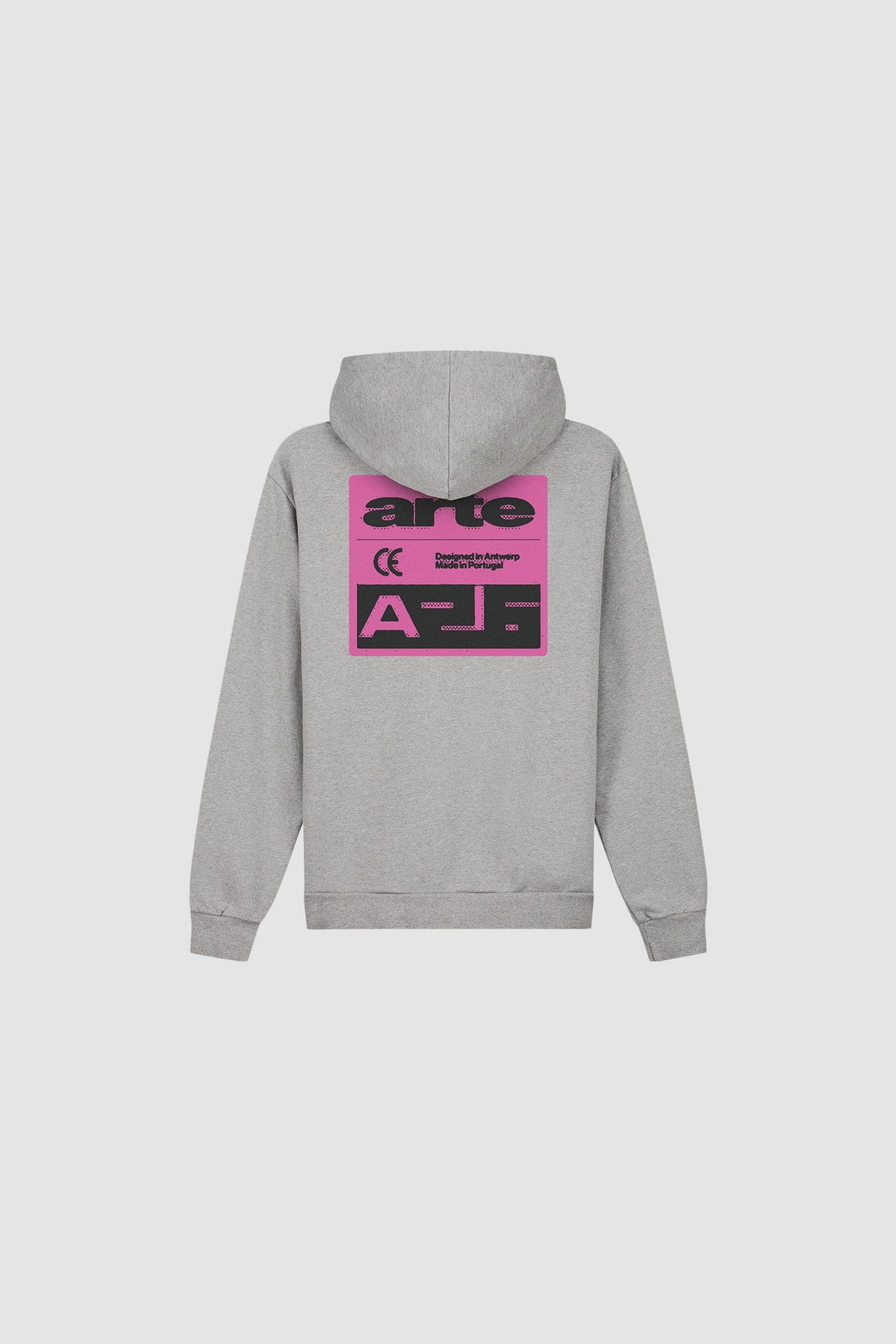 Arte Antwerp Pink Serial Hoodie gris — packshot dos graphisme rose