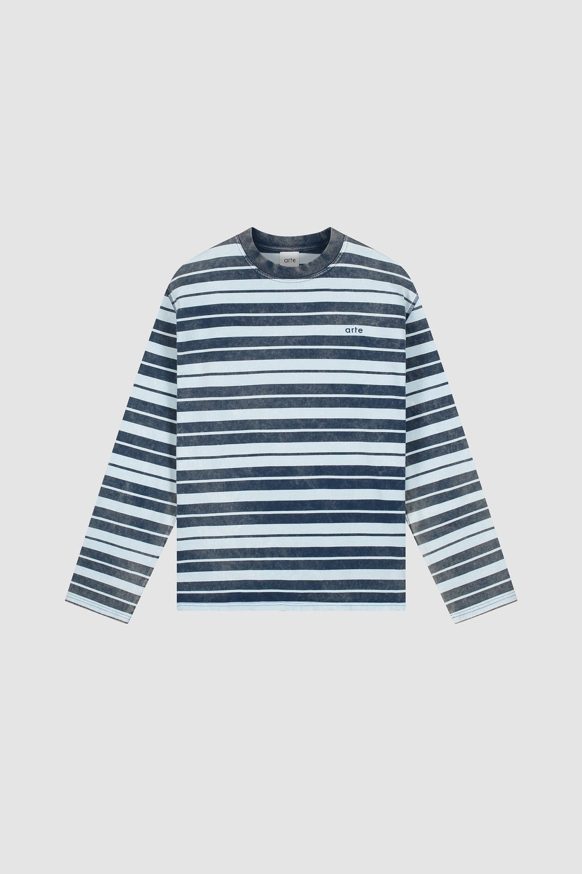 Arte Antwerp Sunfade Striped Longsleeve navy/bleu clair — packshot face
