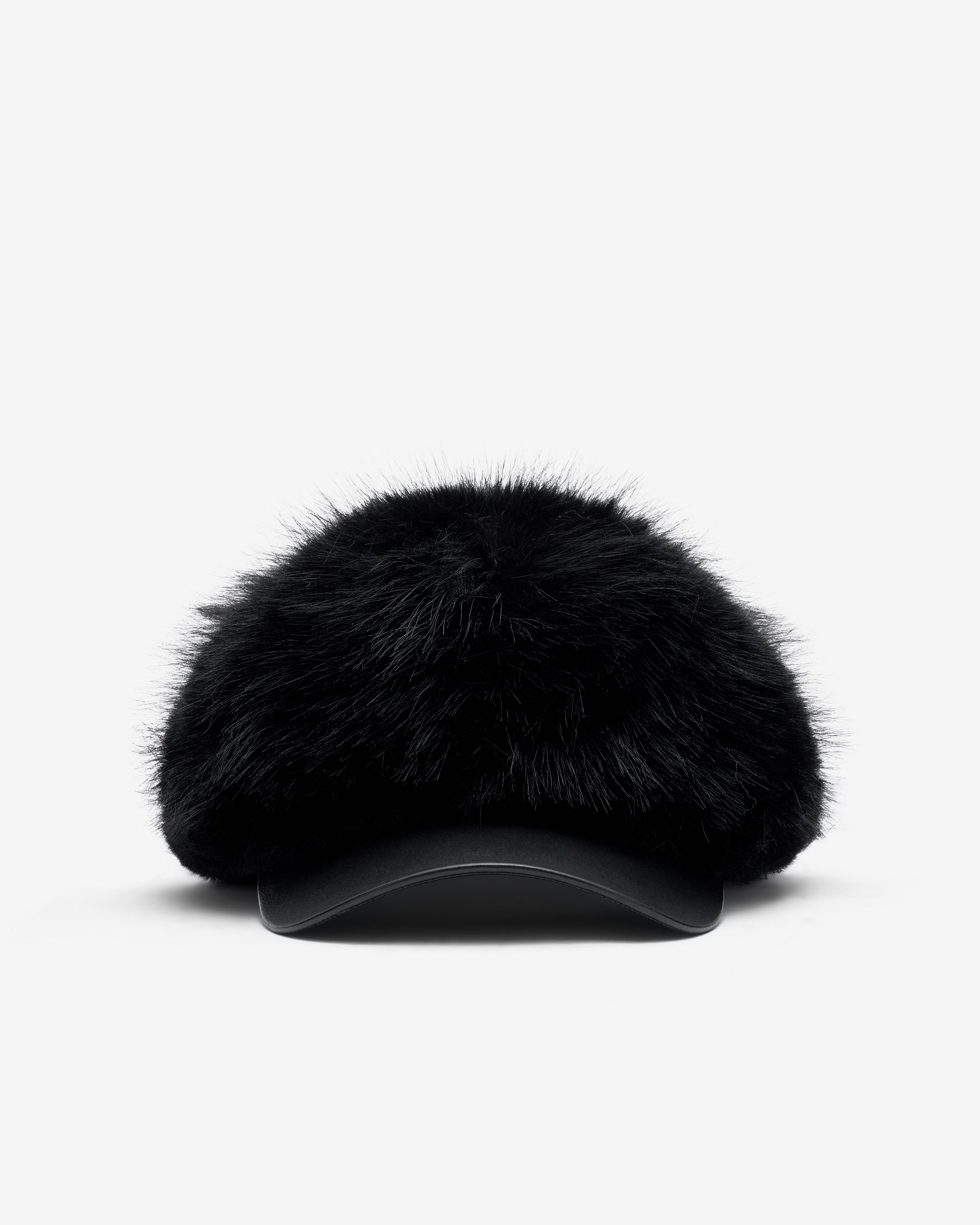 Comme Des Garçons Shirt casquette baseball fausse fourrure noire — packshot face