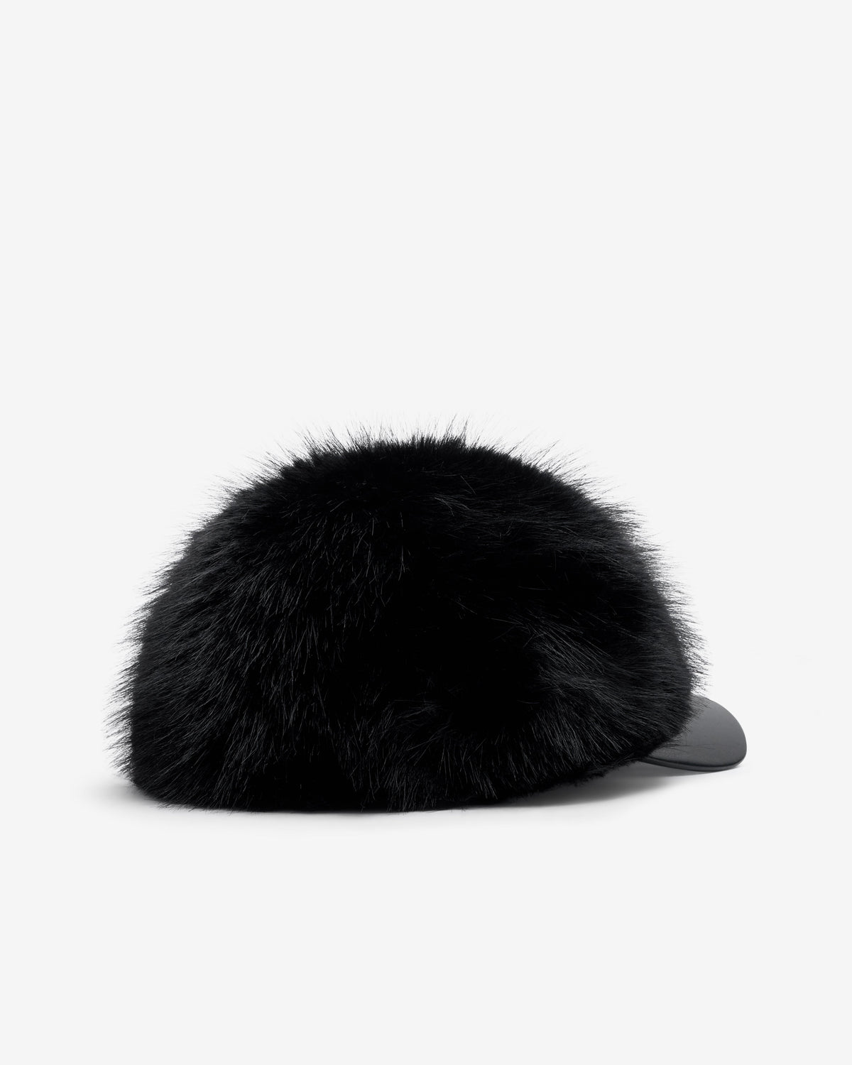 Comme Des Garçons Shirt casquette baseball fausse fourrure noire — packshot 3/4