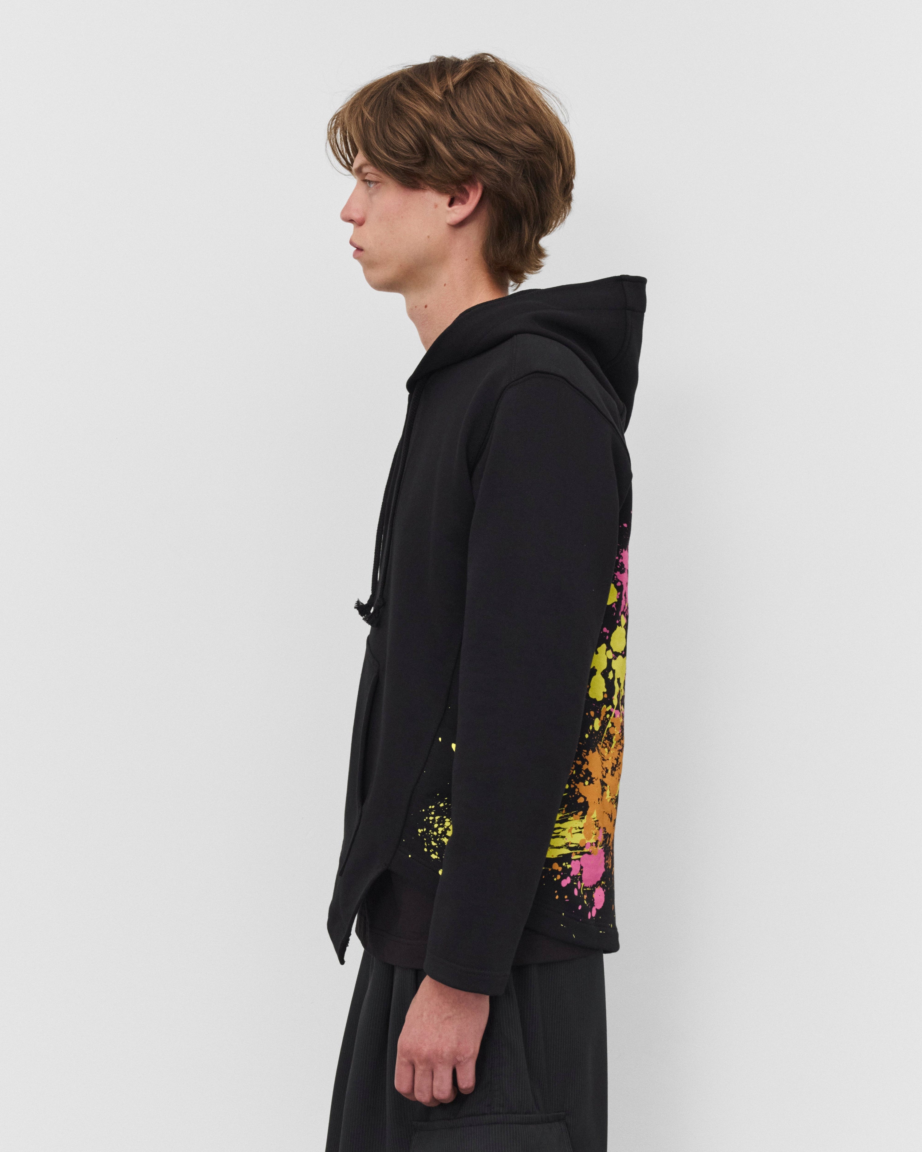 Comme Des Garçons Shirt hoodie zip paint splatter noir — lookbook profil