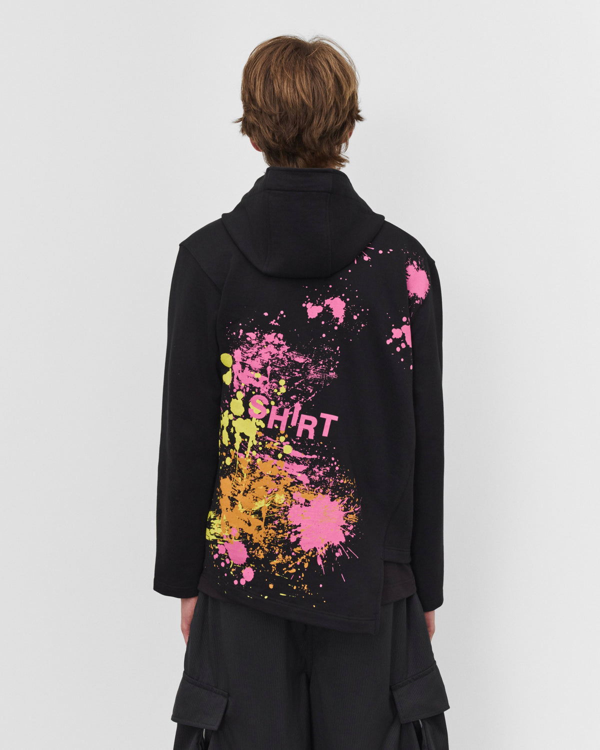 Comme Des Garçons Shirt hoodie zip paint splatter noir — lookbook dos