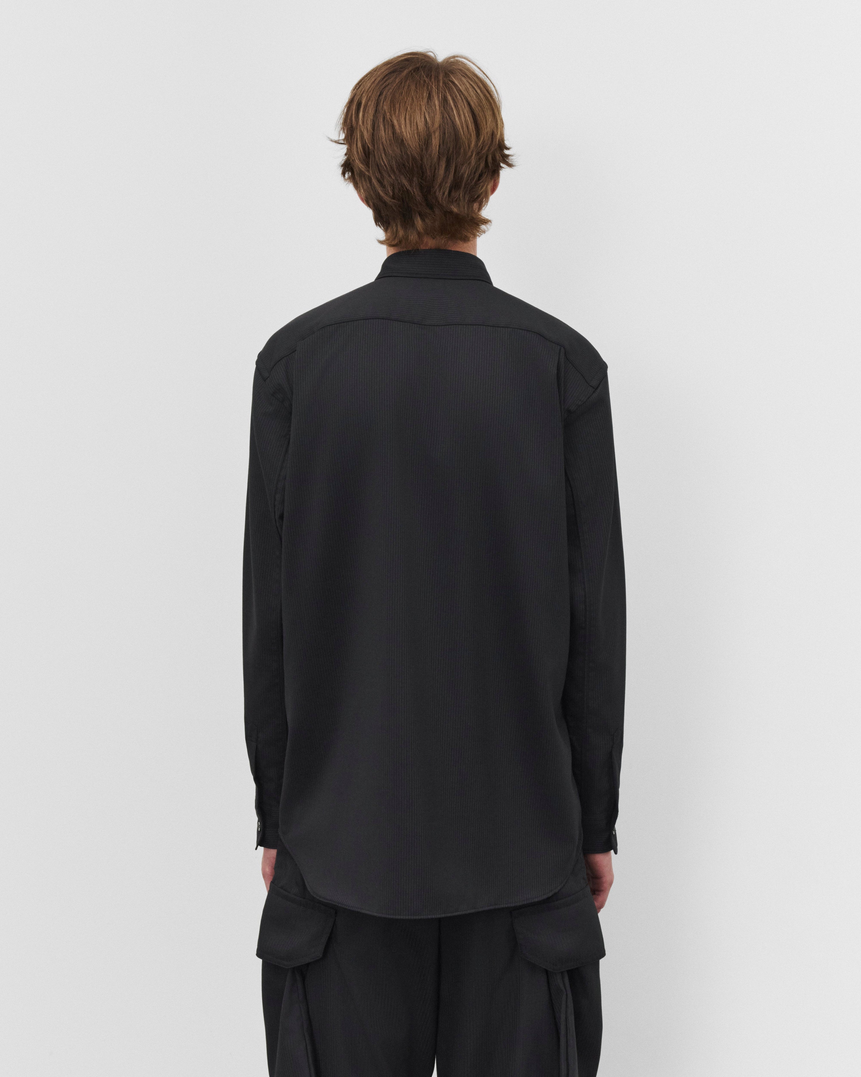 Comme Des Garçons Shirt chemise pinstripe noire — lookbook dos
