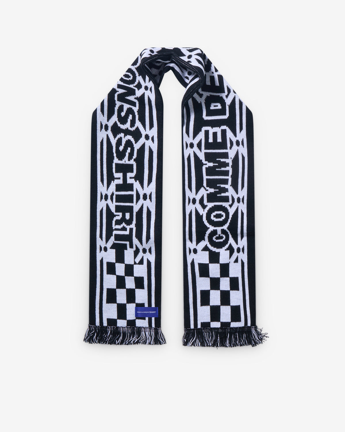 Comme Des Garçons Shirt écharpe football noir et blanc — packshot face damier