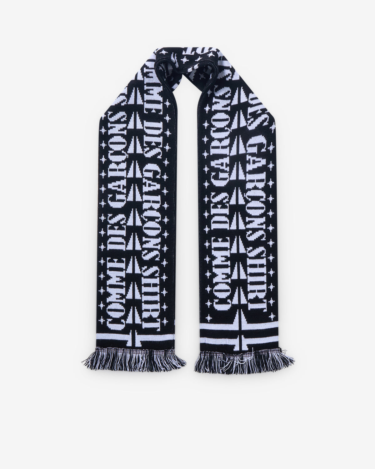 Comme Des Garçons Shirt écharpe football noir et blanc — packshot face logo