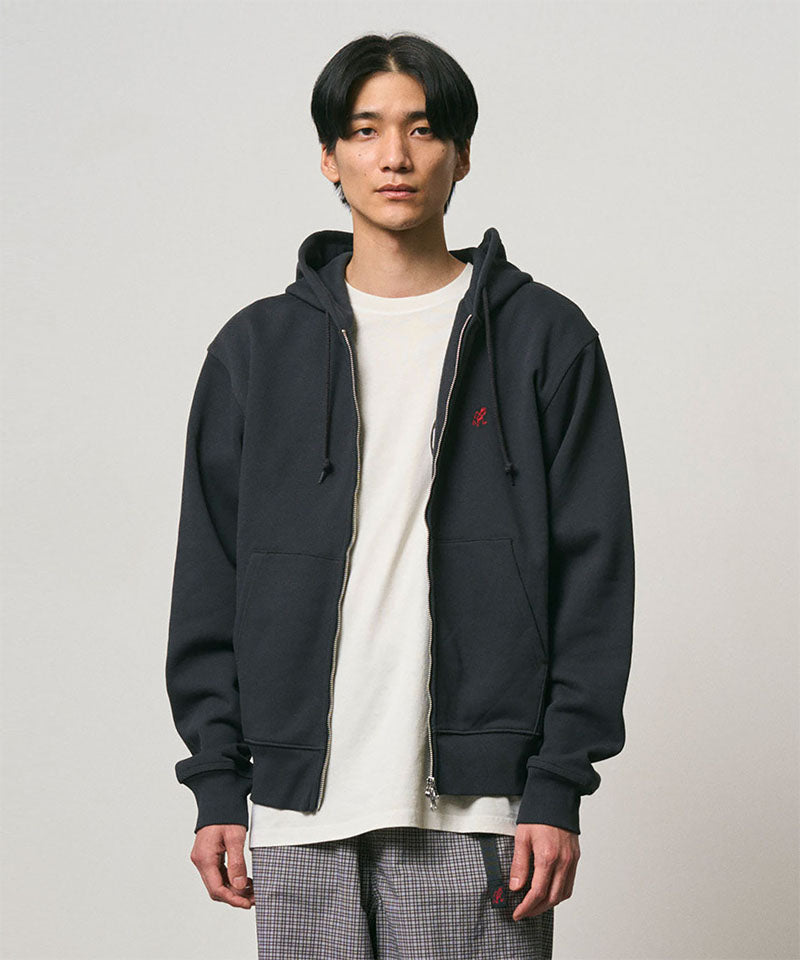 Gramicci One Point Zip Hooded Sweatshirt Noir vintage — détail