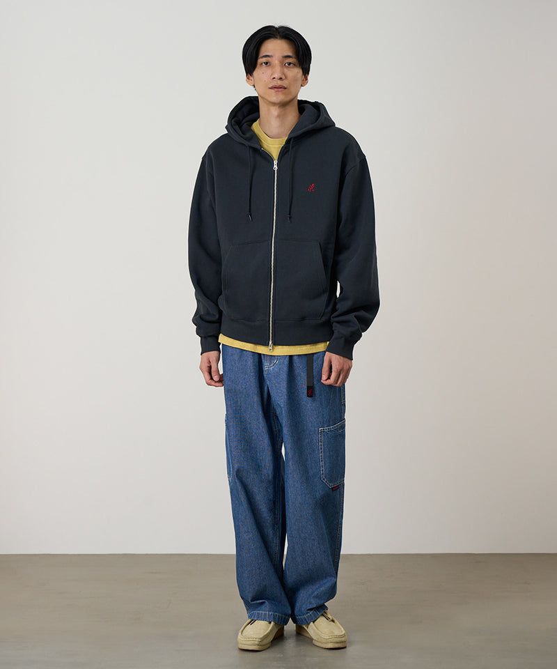 Gramicci One Point Zip Hooded Sweatshirt Noir vintage — profil