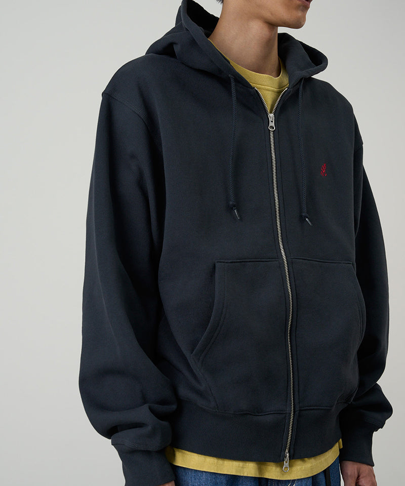 Gramicci One Point Zip Hooded Sweatshirt Noir vintage — détail