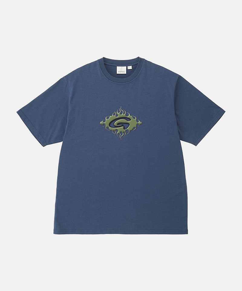 Gramicci Flames Tee Navy — packshot
