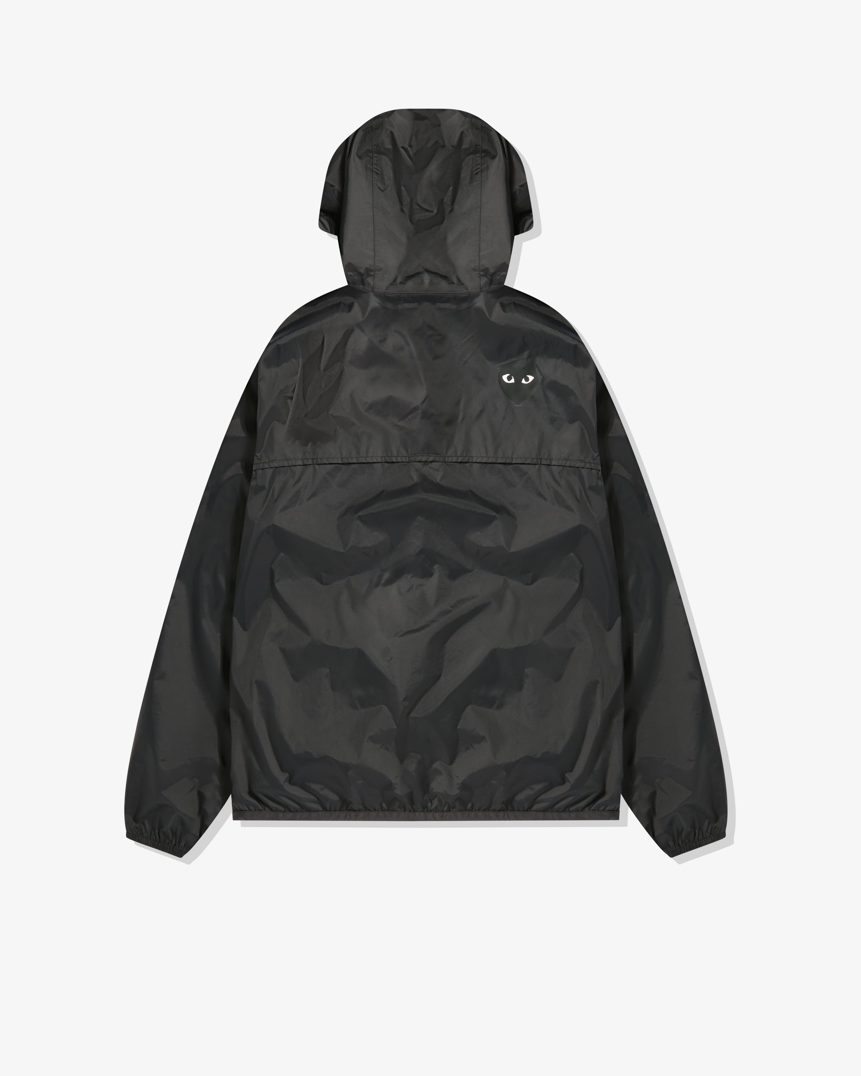 Comme Des Garçons x K-Way veste zip noire — packshot dos cœur Play