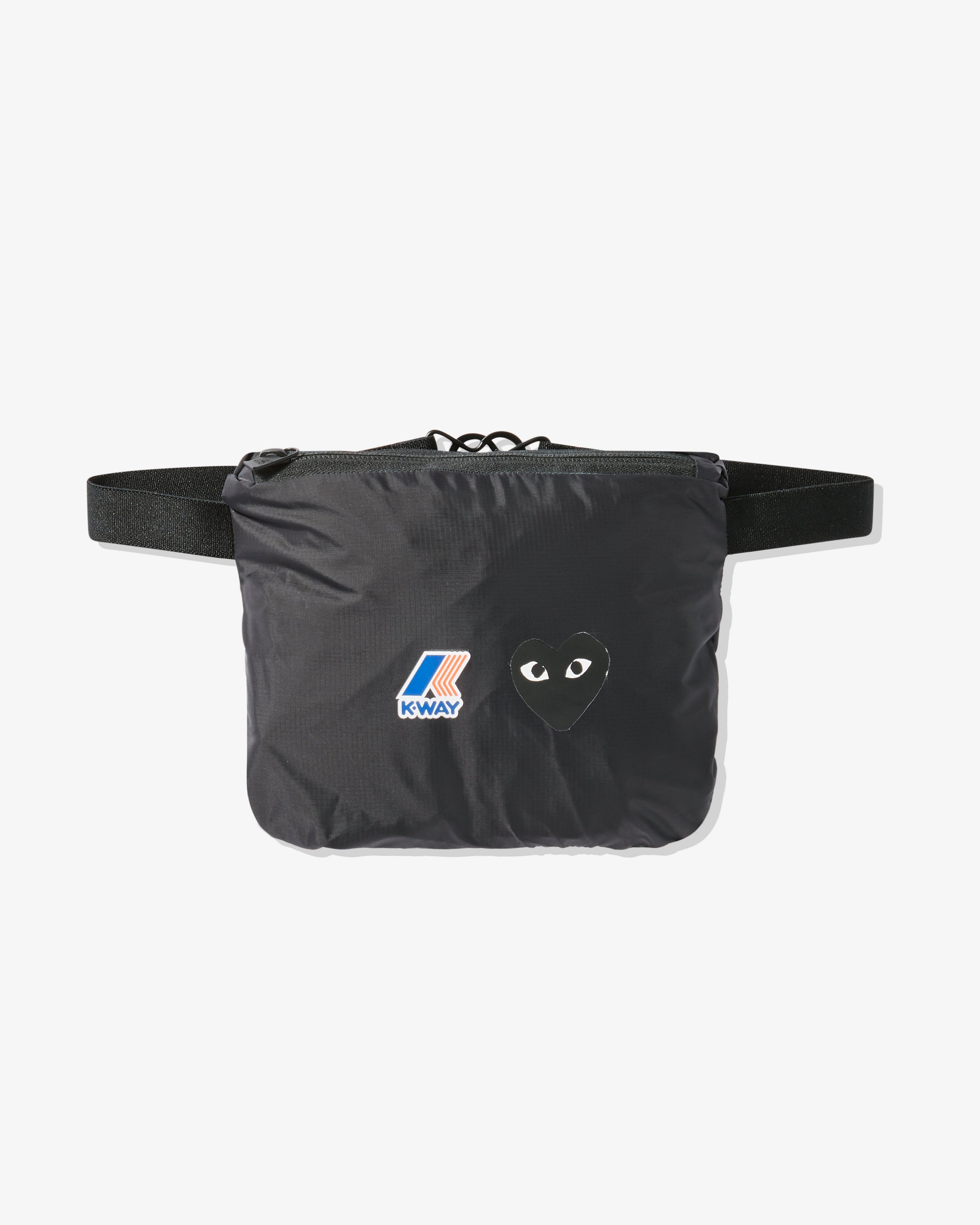 Comme Des Garçons x K-Way veste zip noire — pochette packable logos