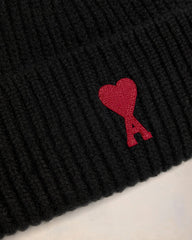 Ami Paris - Bonnet en Laine Ami de Coeur - Noir - Accessoires - UHA116.018