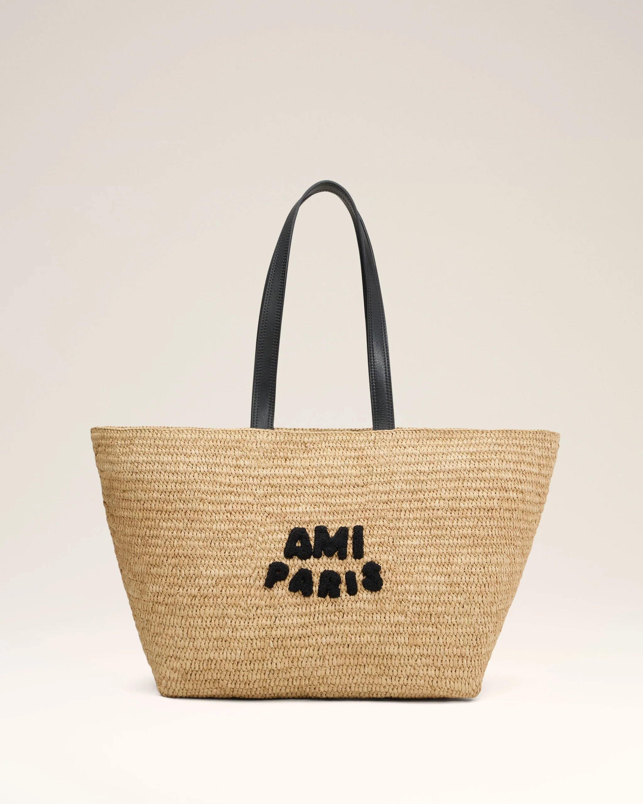 Ami Paris - Cabas Ami Paris En Raphia En Cuir - Beige - Accessoires - ULL033.AW0077.113