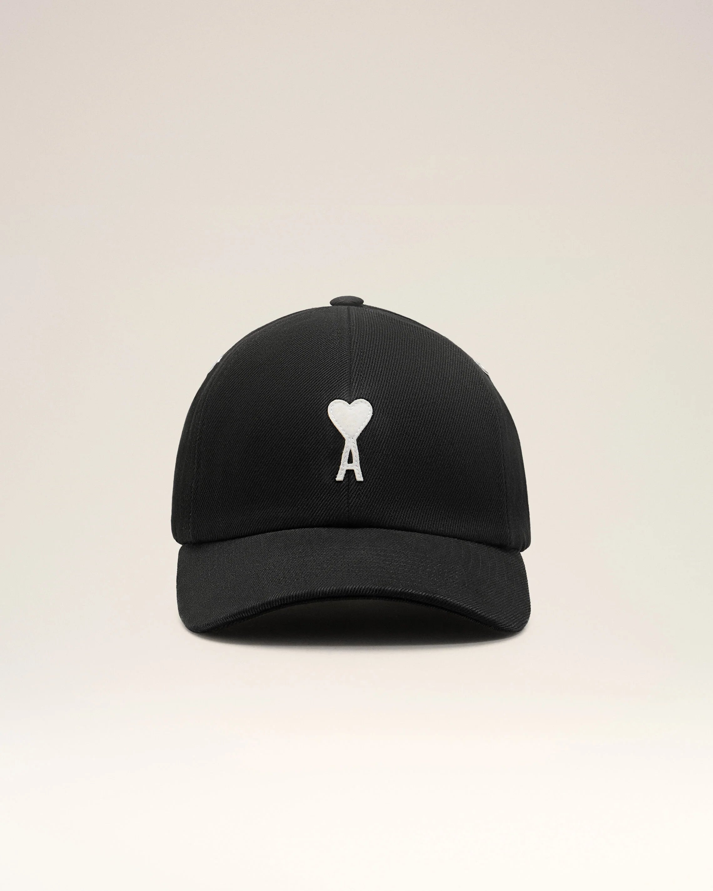 Ami Paris - Casquette Ami de Coeur Patch en coton feutré - Noir-Accessoires-UCP277.AW0028