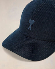 Ami Paris - Casquette Broderie Ami de Coeur Ton sur Ton Velours - Bleu Marine - Accessoires - UCP015.CO0089