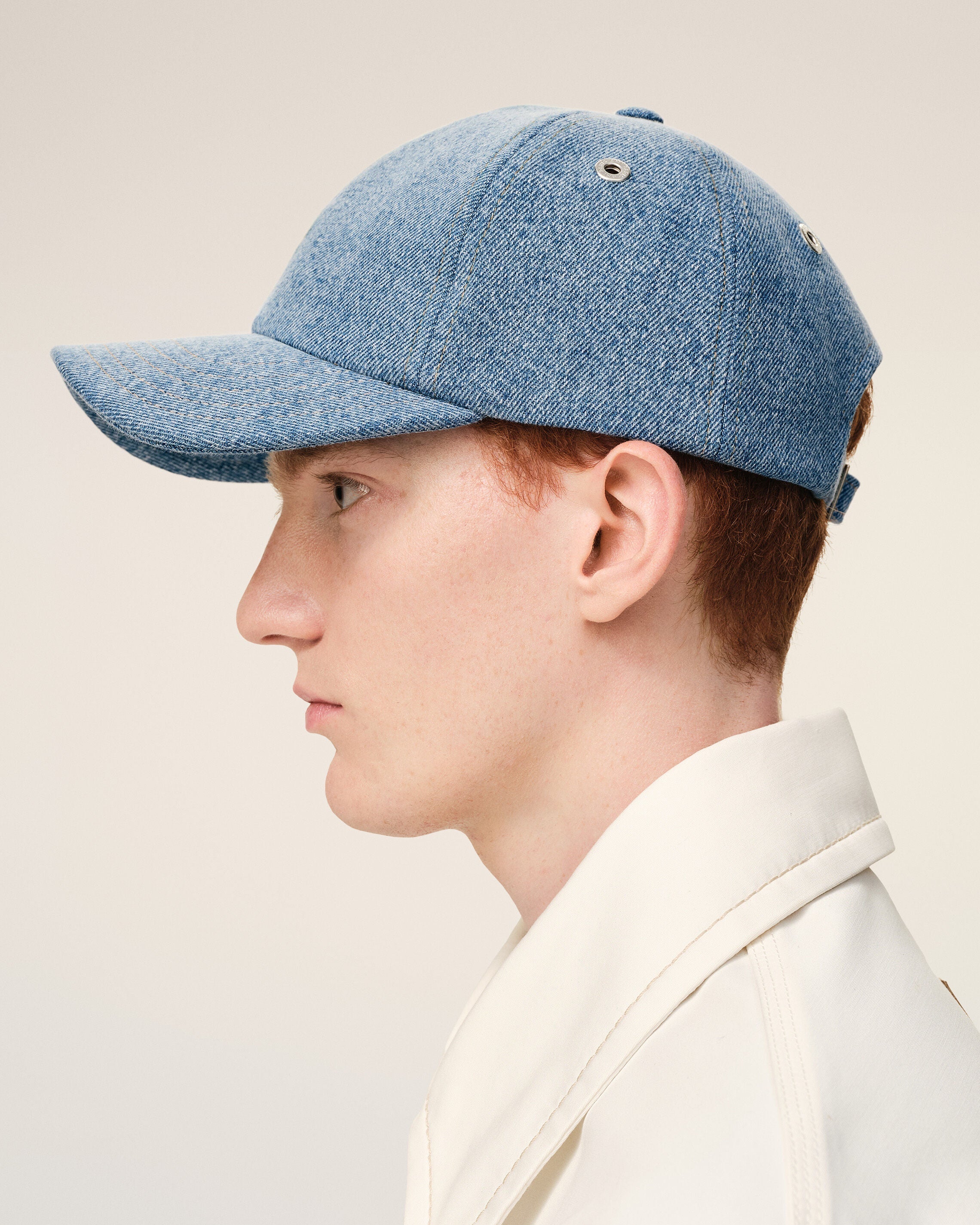 Ami Paris - Casquette Denim Ami de Coeur brodé - Bleu délavé/tabac - Accessoires - UCP264.DE0046