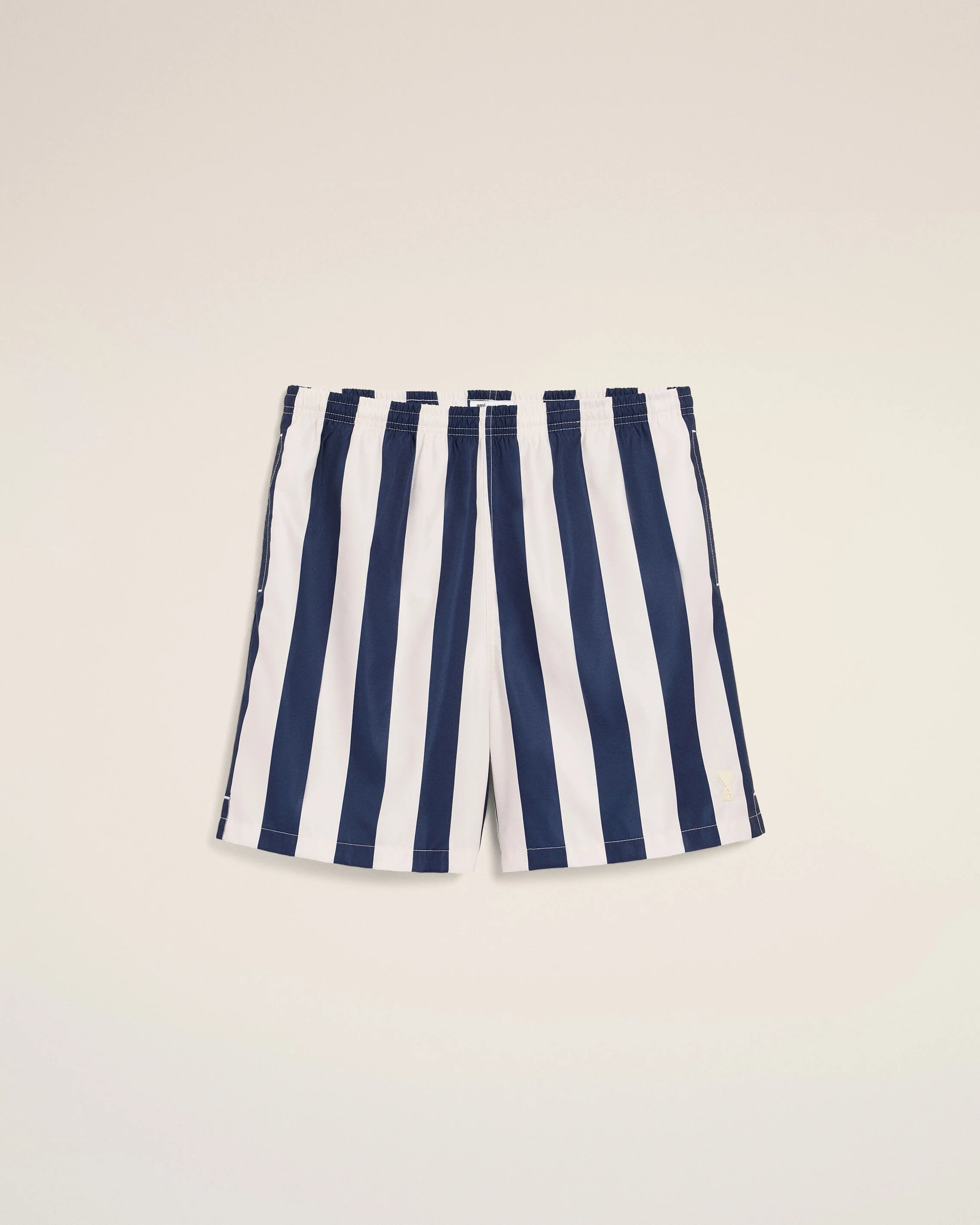 Ami Paris - Maillot de bain long à rayures - Blanc crème/Bleu encre-Accessoires-HBW316.AW0027