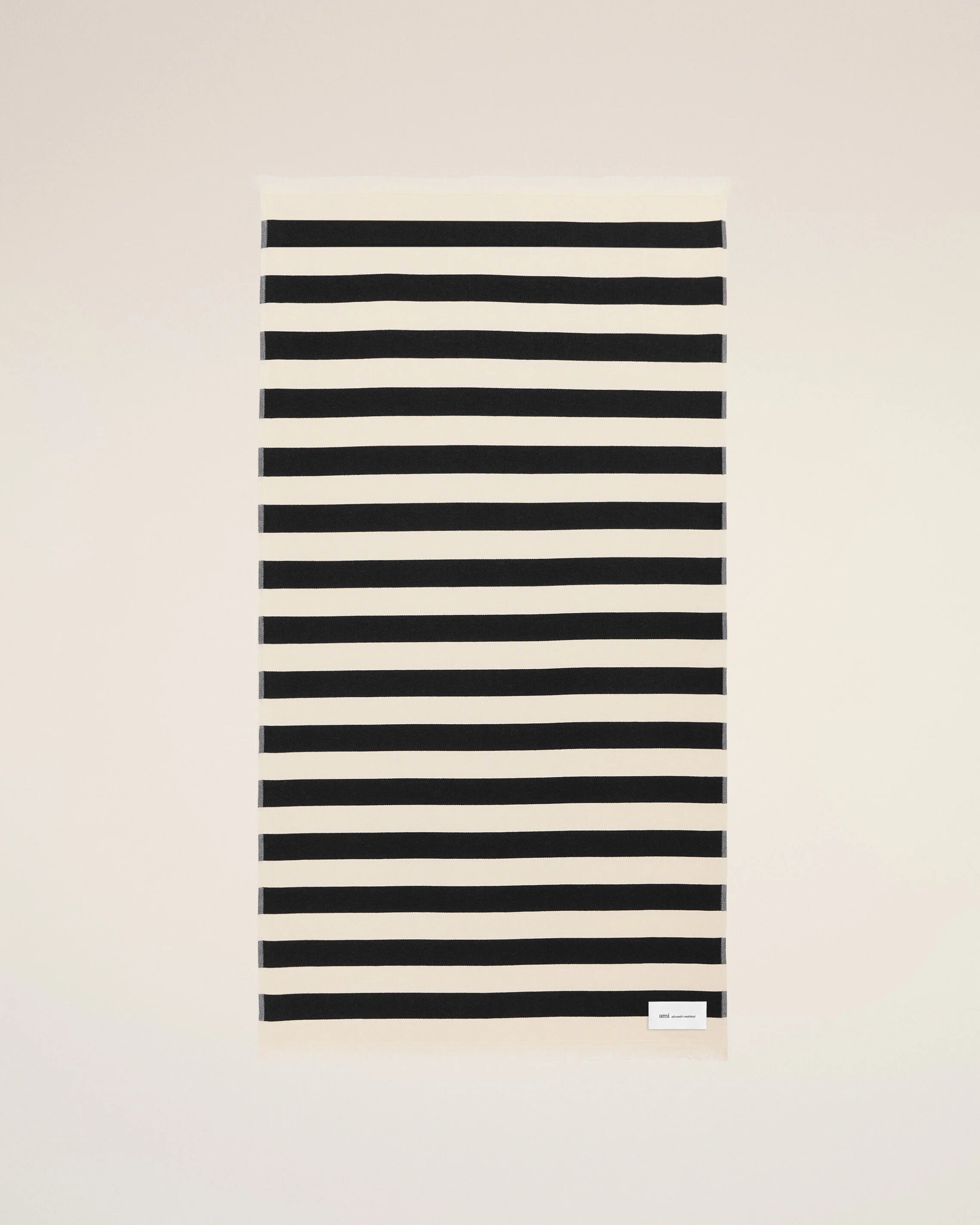 Ami Paris - Serviette de plage en coton à rayures - Noir/blanc crème-Accessoires-UTW004.AW0034