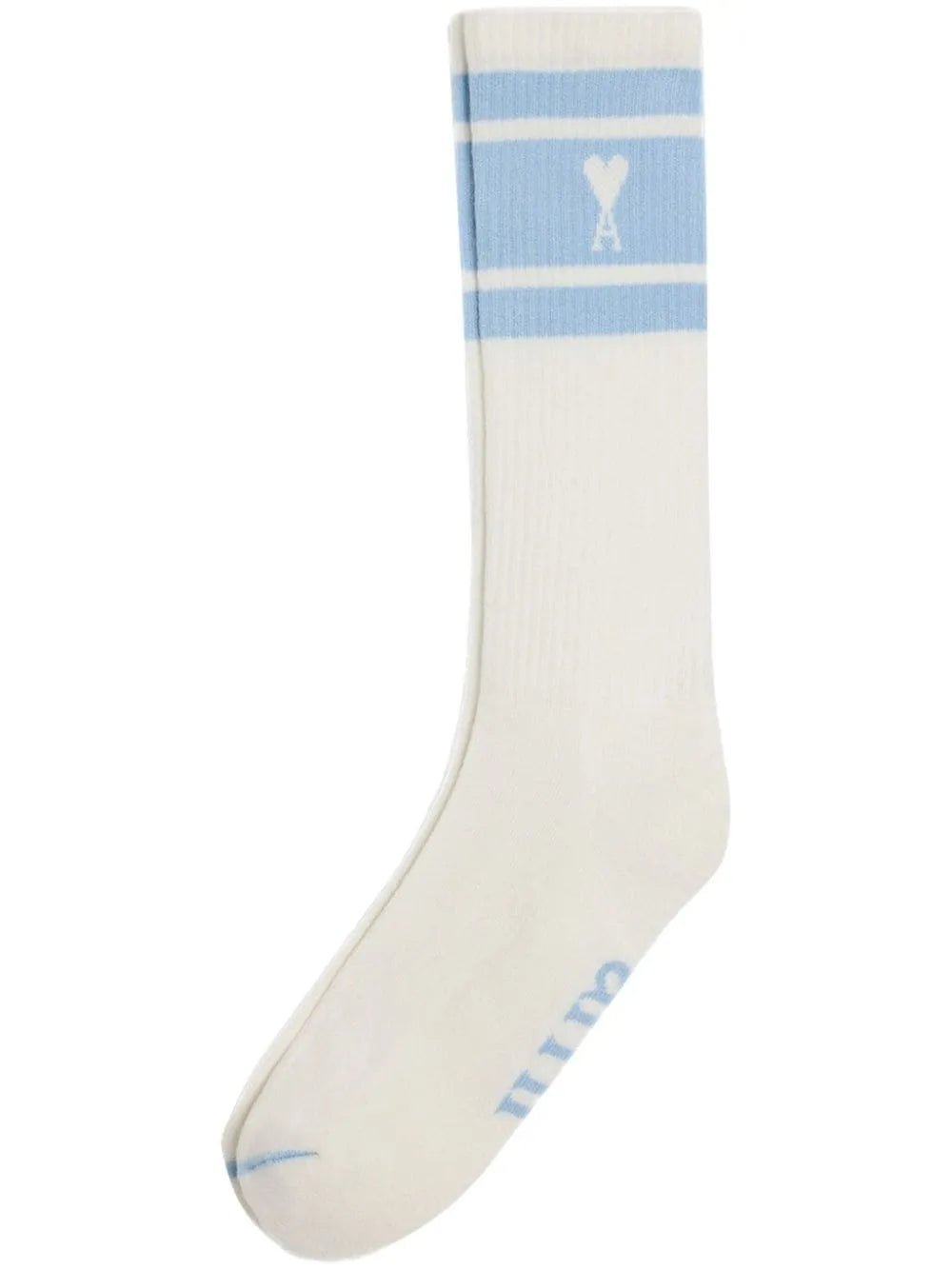 Ami Paris - Chaussettes à rayures Ami de Coeur - Blanc & Bleu Ciel-chaussettes-USC001AW0015-484