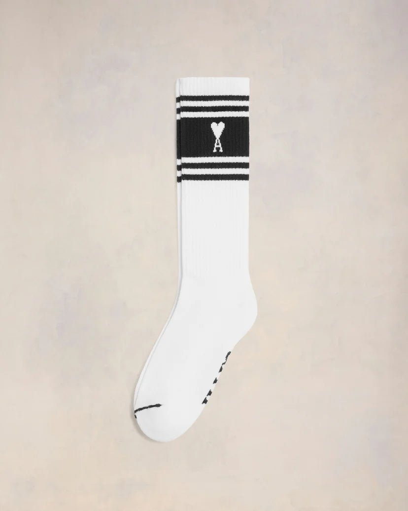 Ami Paris - Chaussettes à rayures Ami de Coeur - Blanc et Noir - chaussettes - USC001.AW0015