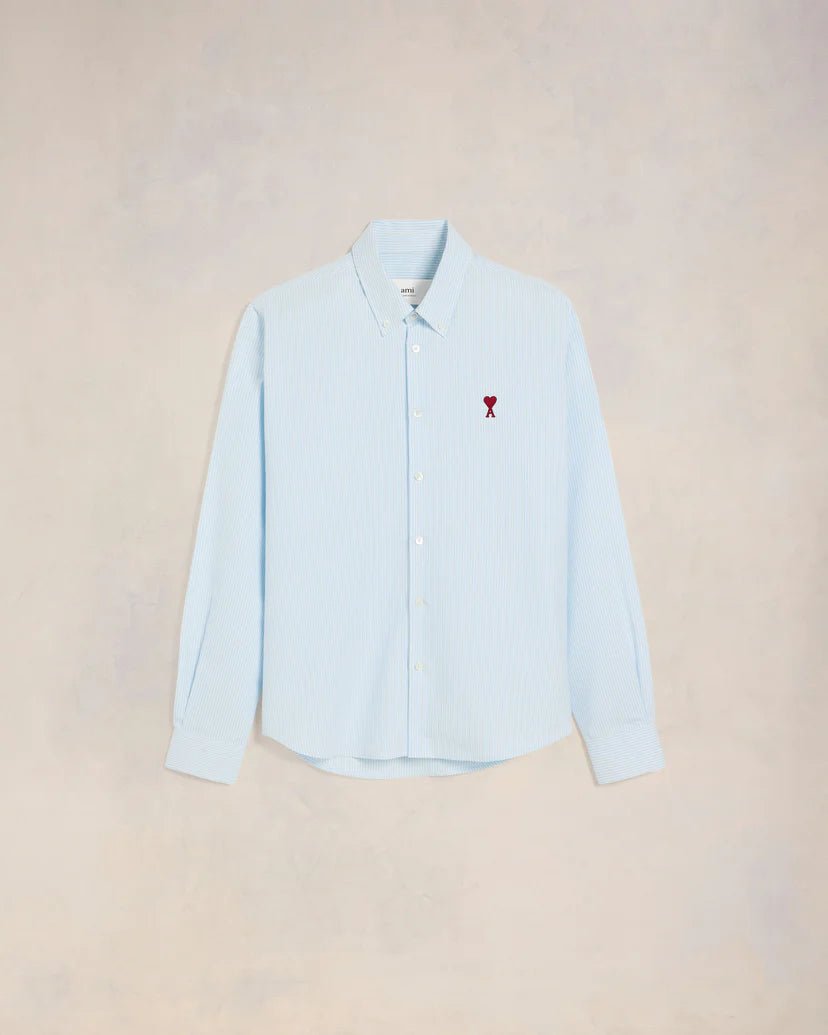 Ami Paris - Chemise à Rayures Ami de Coeur - Blanc et Bleu - Chemises - USH063.CO0087