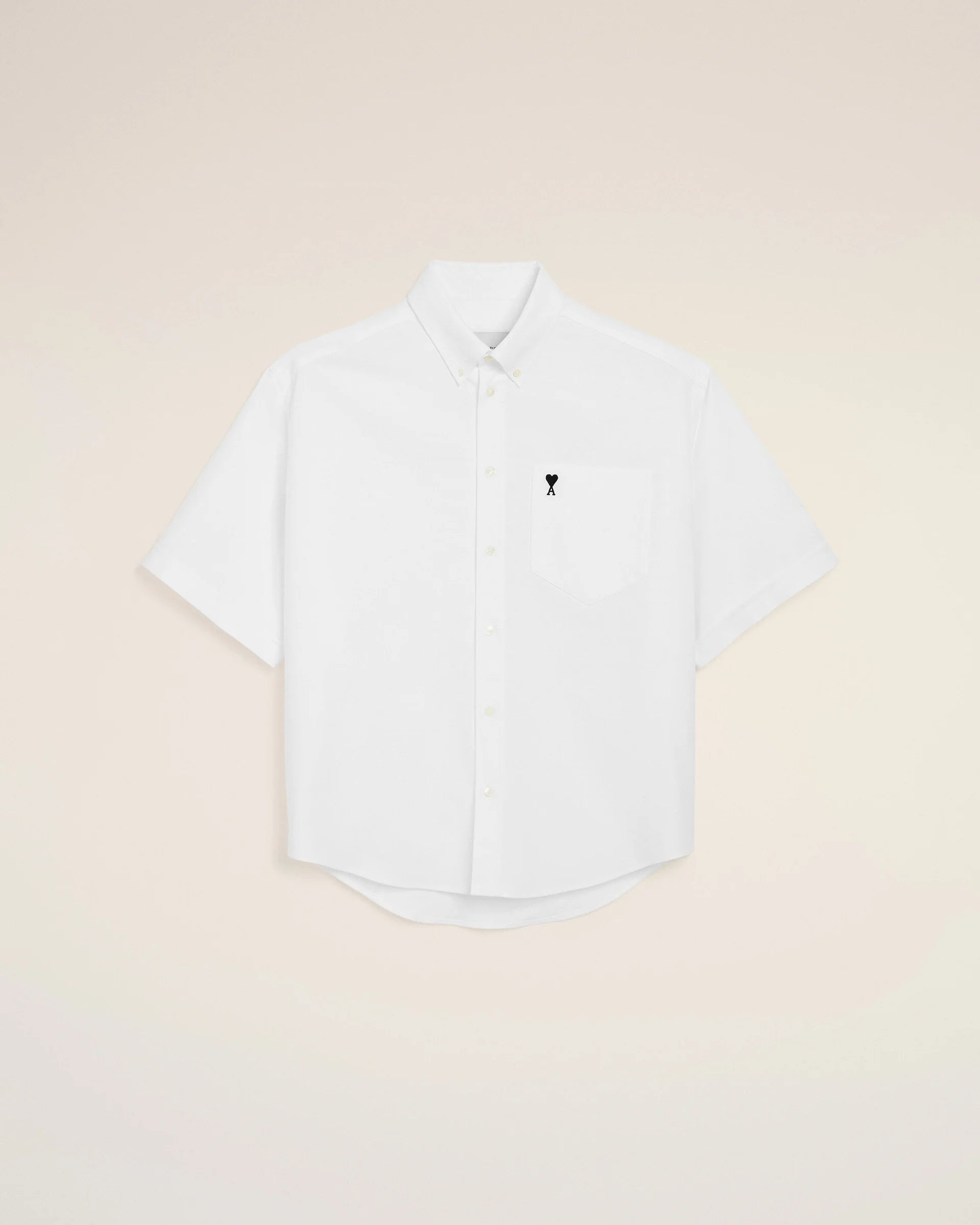 Ami Paris - Chemise Boxy à manches courte Ami de coeur Brodé - Blanc/noir - Chemises - HSH823.CO0031