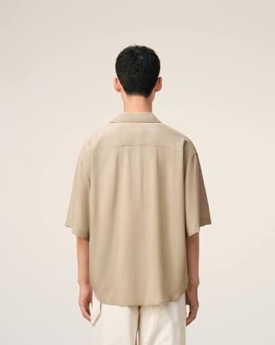 Ami Paris - Chemise manches courtes boxy Ami Paris brodé - Café crème-Chemises-HSH830.VI0036