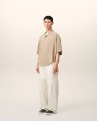 Ami Paris - Chemise manches courtes boxy Ami Paris brodé - Café crème-Chemises-HSH830.VI0036