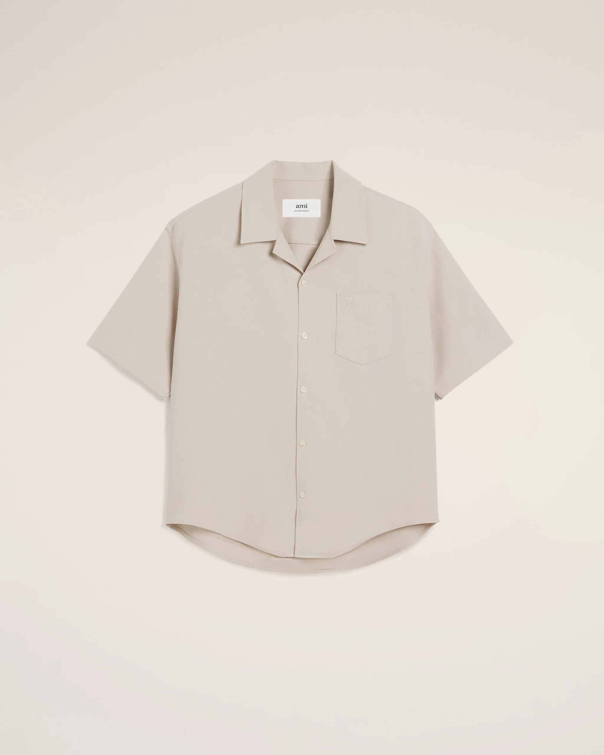 Ami Paris - Chemise Manches Courtes Col Requin - Mastic - HSH219 - Chemises - HSH219