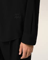 Ami Paris - Chemise manches longues boxy Ami Paris brodé noir - Noir-Chemises-HSH829.VI0036