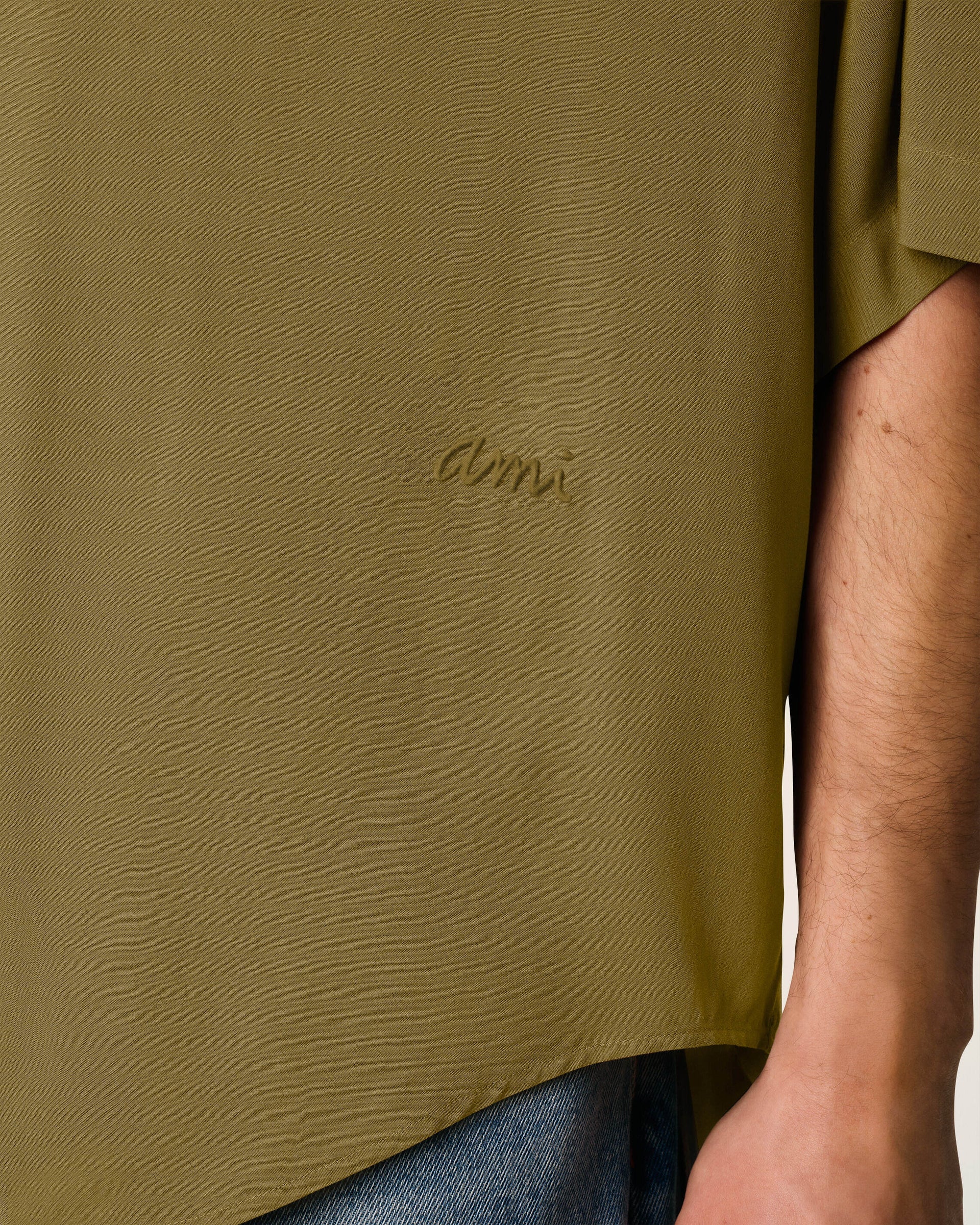 Ami Paris - Chemise verte manches courtes ami - Bronze - Chemises - HSH768.VI0036