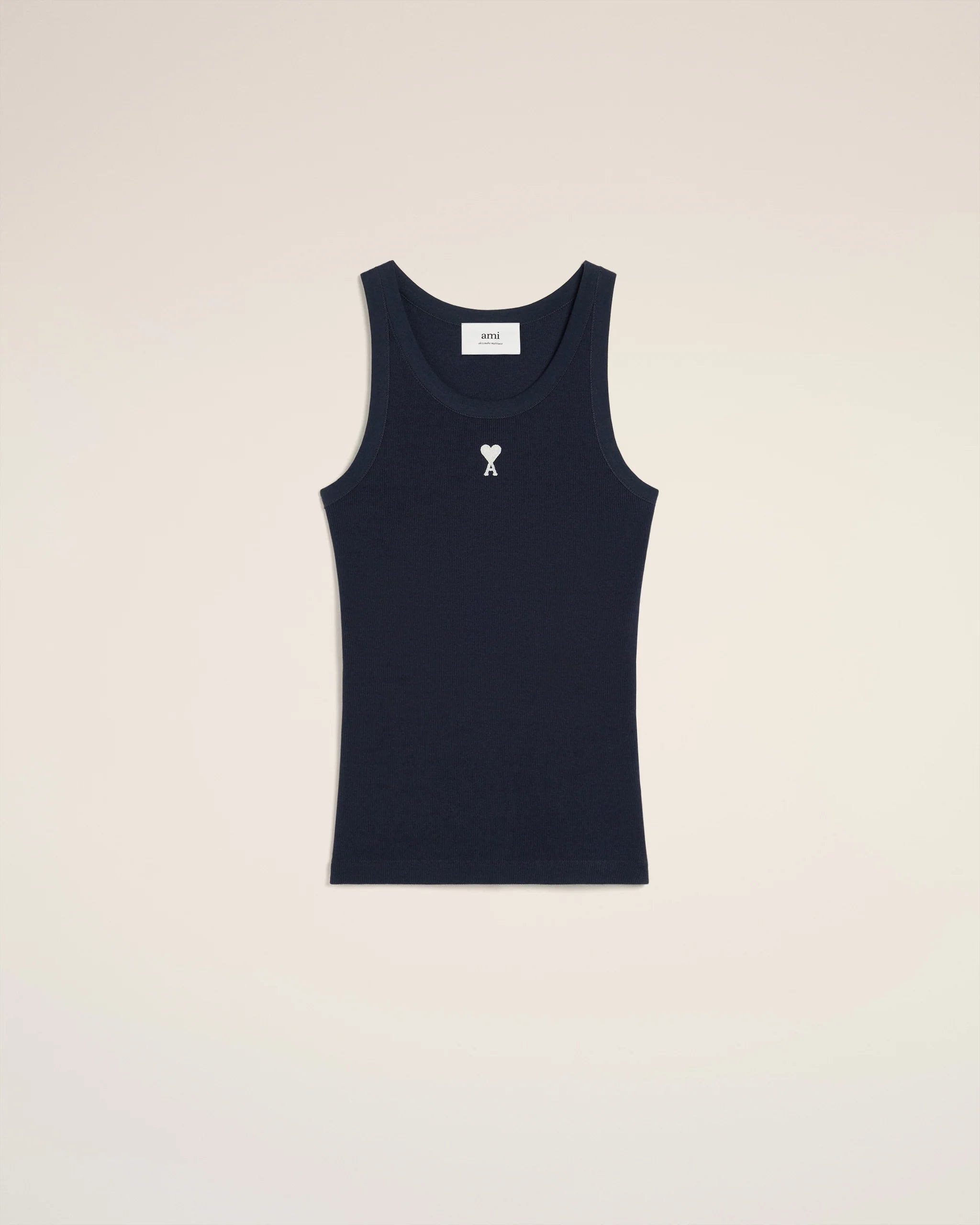 Ami Paris - Débardeur Femme Ami de Coeur En Rib De Coton - Bleu Marine - FTK160 - Débardeur - FTK160.JE0117