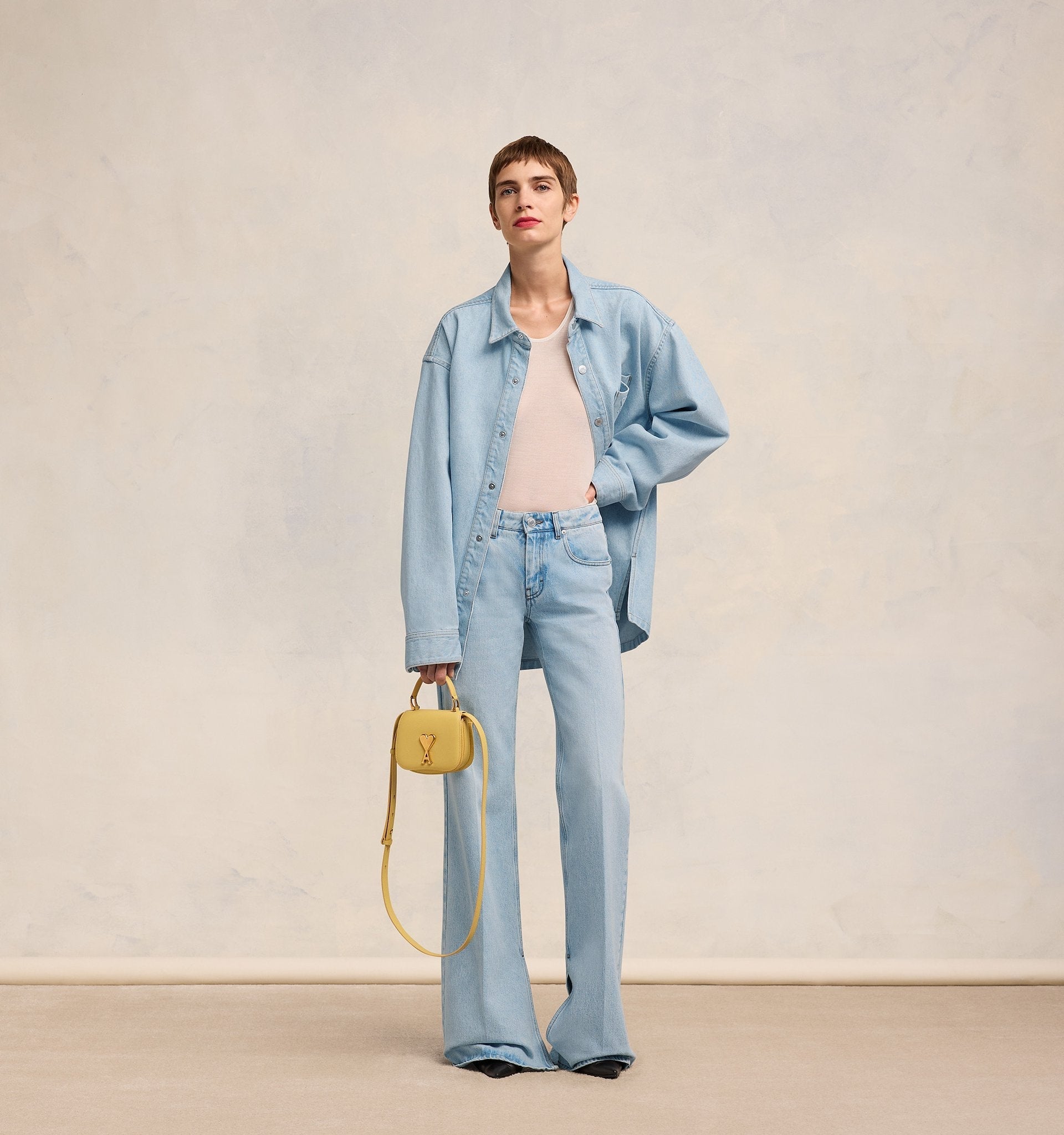 Ami Paris - Jean Flare Fit Avec Fentes - Bleu délavé-Jupes et Pantalons-FTR425.DE0027