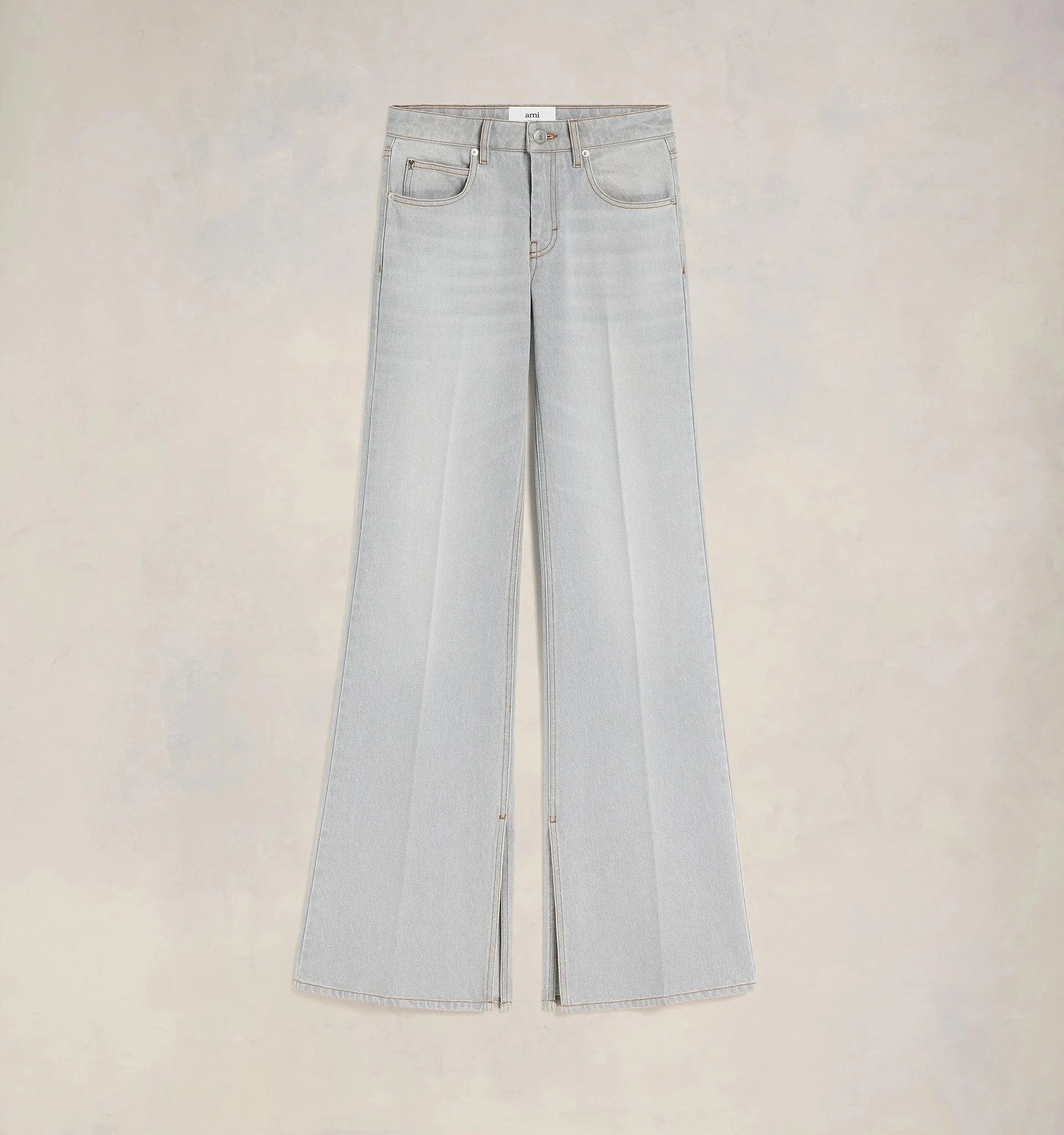 Ami Paris - Jean Flare Fit Avec Fentes - Gris Délavé-Jupes et Pantalons-FTR425.DE0028