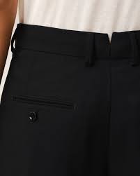Ami Paris - Bermuda large 2 plis taille basse en gabardine de laine - Noir-Pantalons et Shorts-HSO827.WV0194