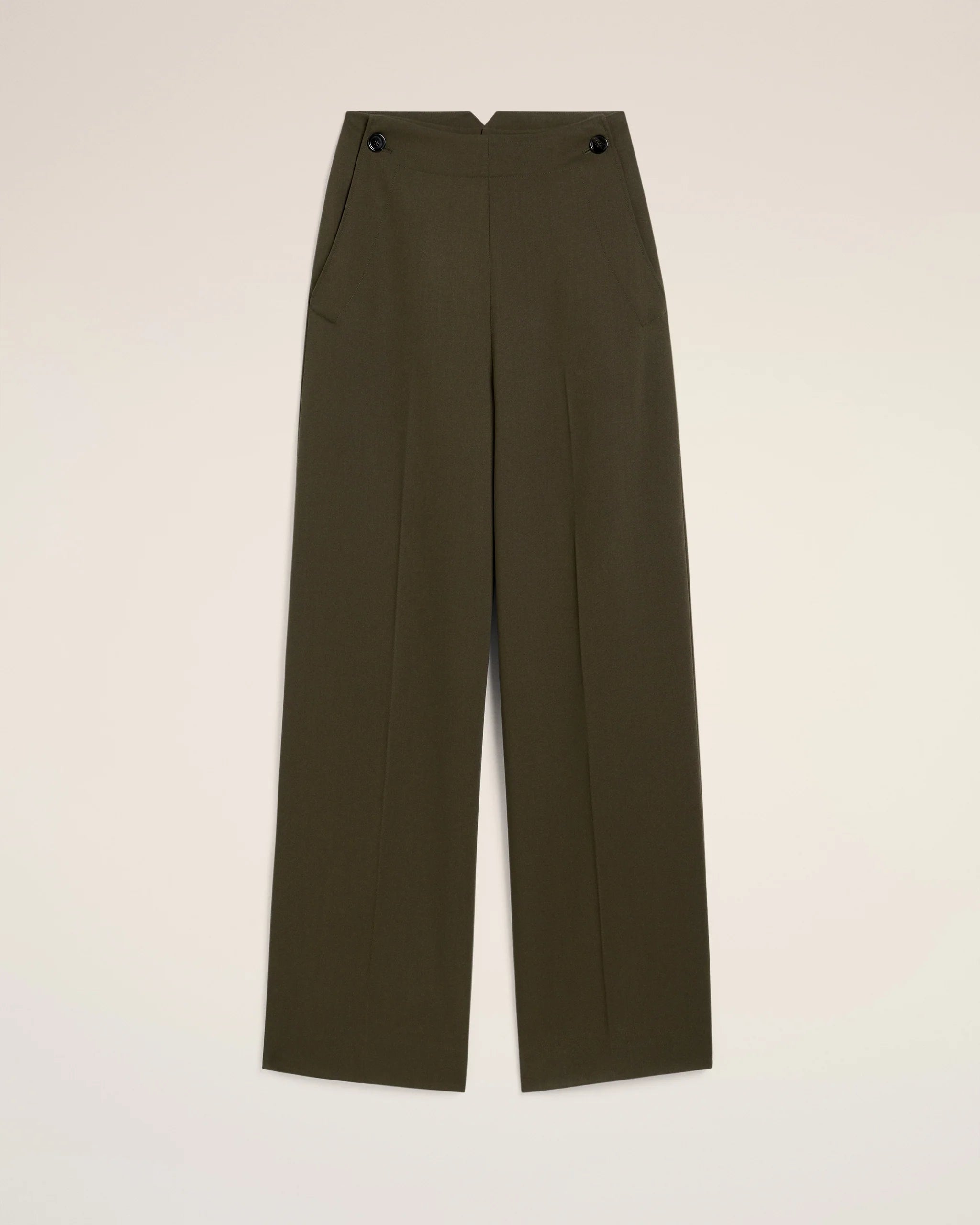 Ami Paris Femme - Pantalon à Pont - Olive Noire - FTR430 - Pantalons et Shorts - FTR430.WV0067