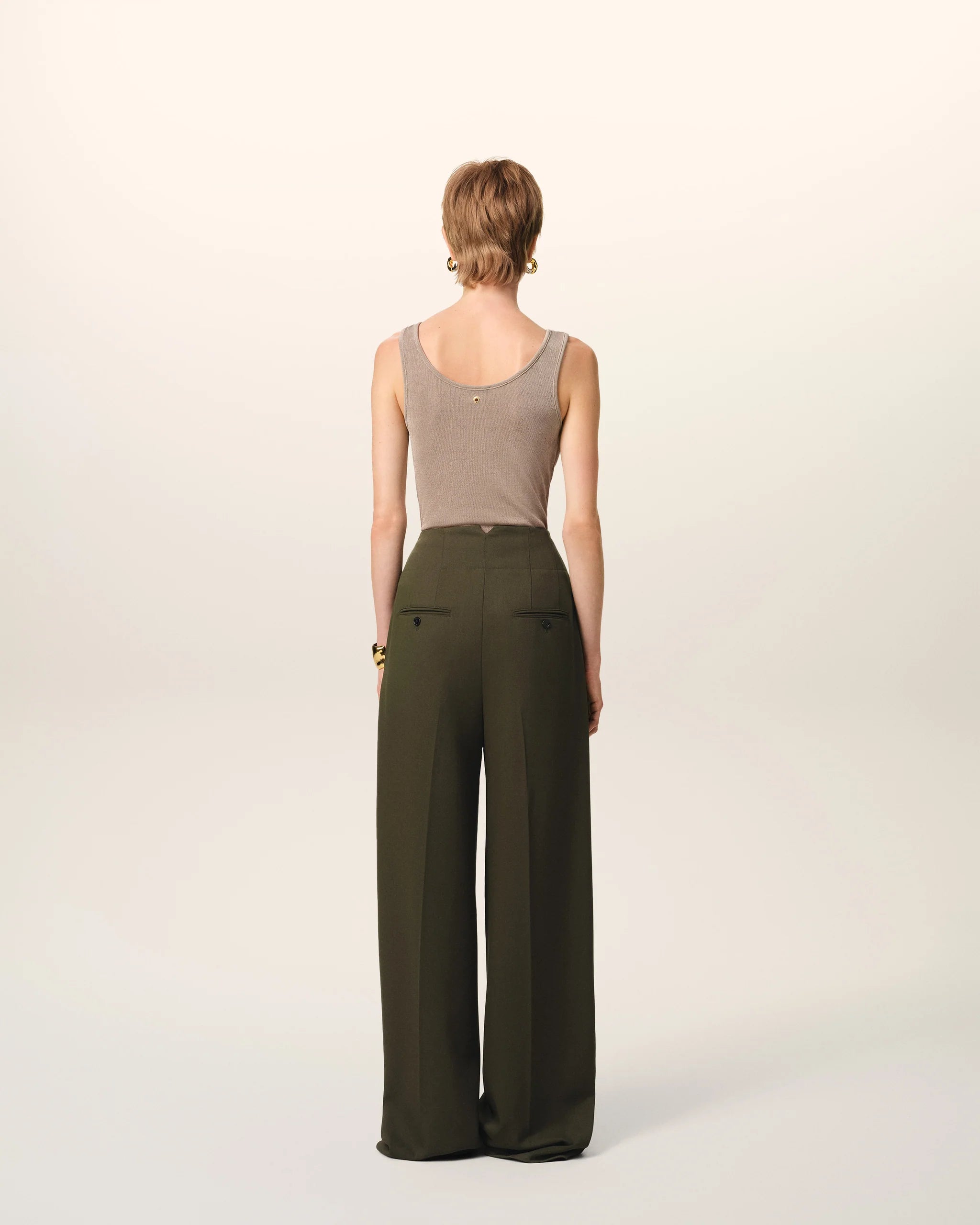Ami Paris Femme - Pantalon à Pont - Olive Noire - FTR430 - Pantalons et Shorts - FTR430.WV0067