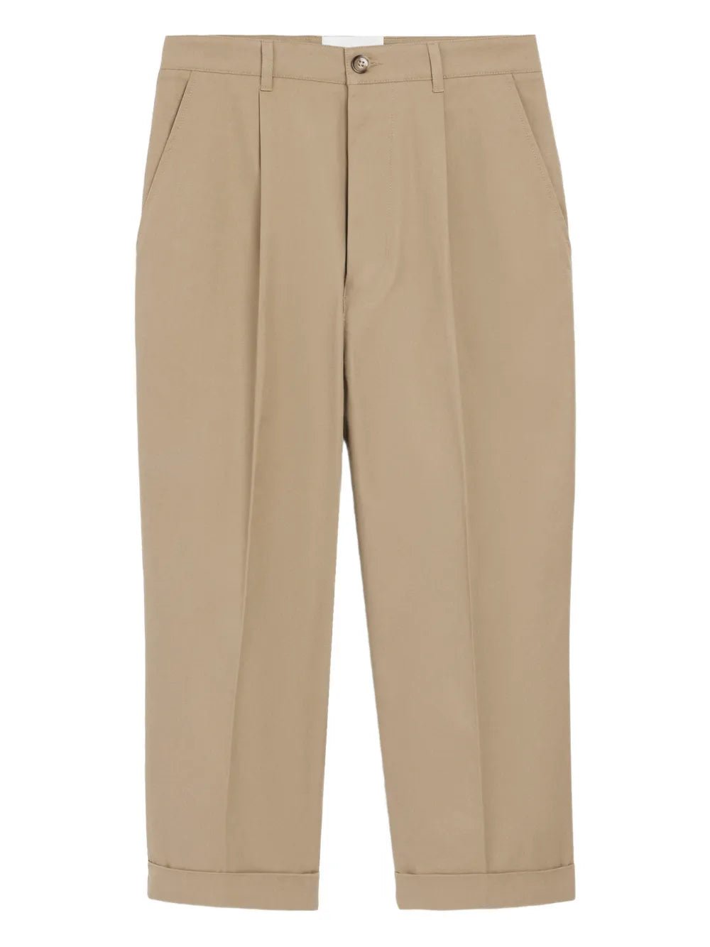 Ami Paris - Pantalon carotte ample en gabardine de coton - Beige taupe-Pantalons et Shorts-HTR121.CO0132