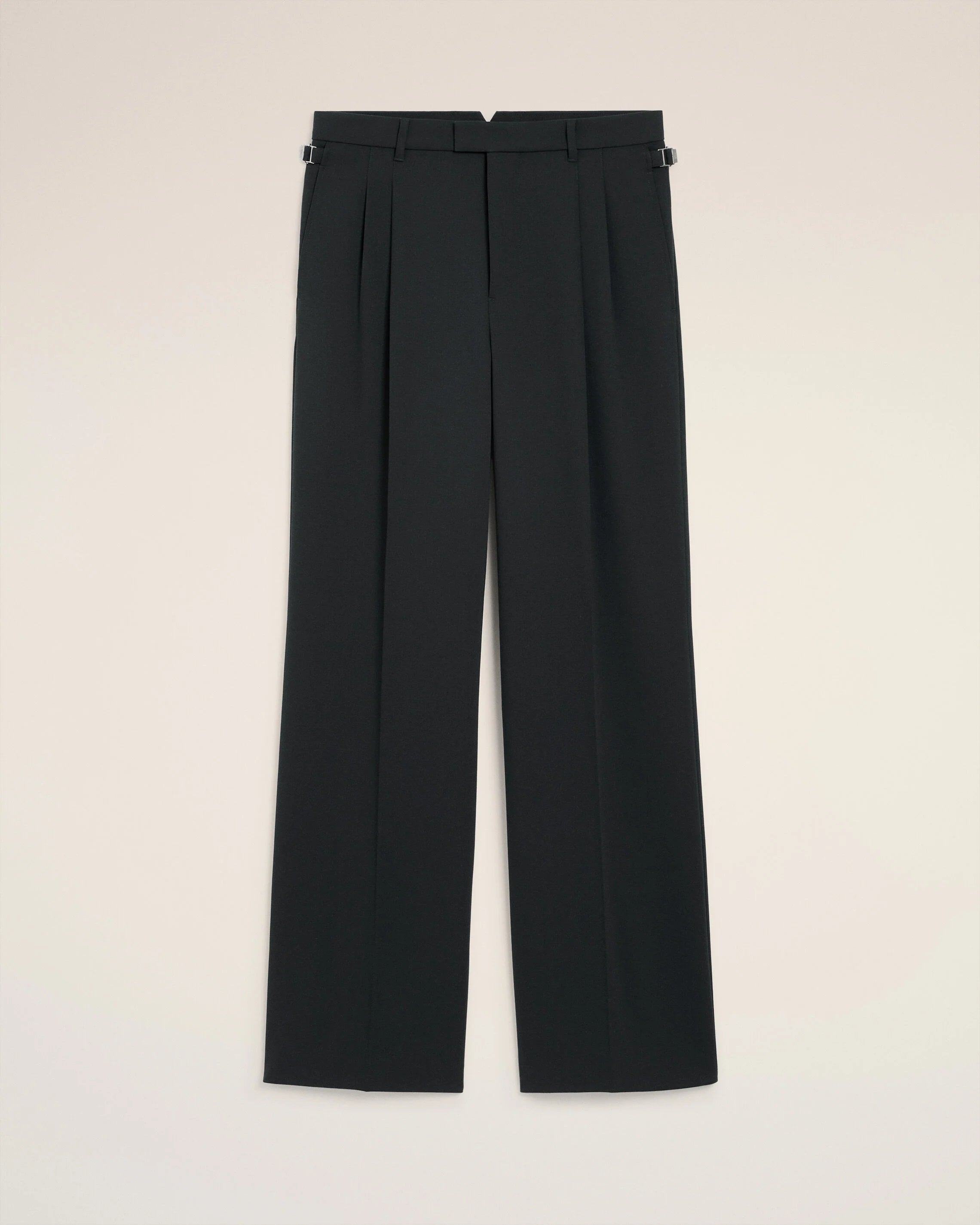 Ami Paris - Pantalon large en laine avec pattes de serrage - Anthracite - Pantalons et Shorts - HTR812.WV0066