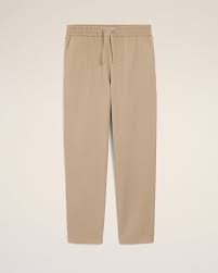 Ami Paris - Pantalon large taille élastique en gabardine de coton légère - Beige taupe-Pantalons et Shorts-HTR868.CO0214
