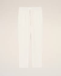 Ami Paris - Pantalon taille élastique en lin - Blanc crème-Pantalons et Shorts-HTR868.VI0052
