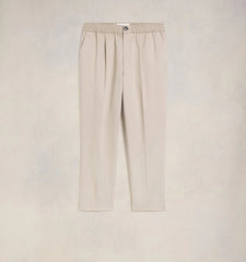 Ami Paris - Pantalon Taille Élastique en satin de coton (SS24) - Beige-Pantalons et Shorts-HTR206.CO0009
