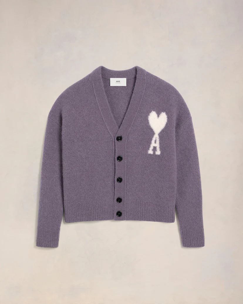 Ami Paris - Cardigan col V Ami de Cœur - Lilas - Pulls et Sweats - UKC025.KN0032.504